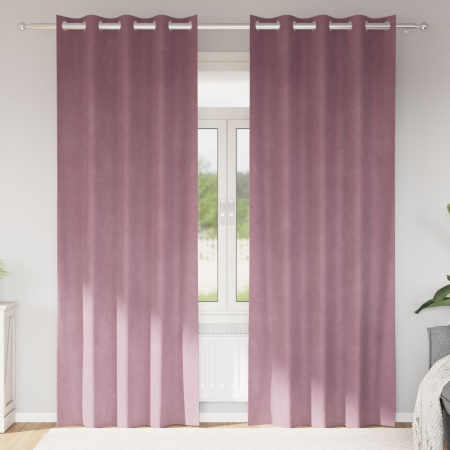 Draperii blackout cu œillets 2 bucăți Roz închis din catifea