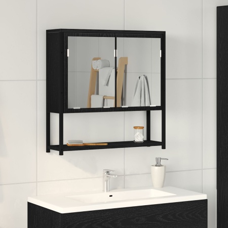 Dulap cu oglindă de baie, stejar negru, 60x16x60 cm, lemn