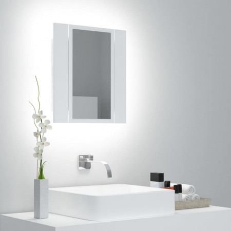 Dulap de baie cu oglindă &amp; LED, alb, 40x12x45 cm - Img 1