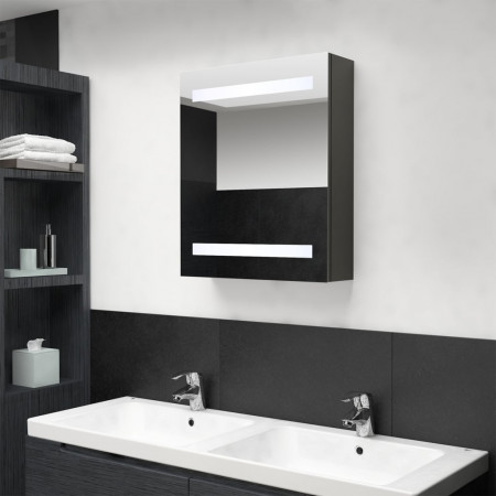 Dulap de baie cu oglindă și LED, antracit, 50x14x60 cm - Img 1