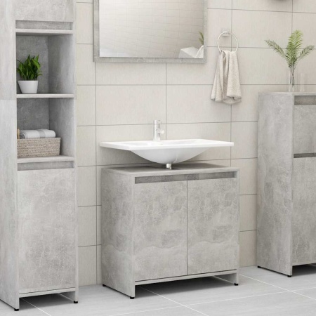 Dulap de baie, gri beton, 60x33x61 cm, lemn prelucrat