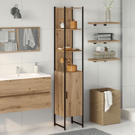Dulap de Baie Stejar Artisan 33x33x185,5 cm Lemn Prelucrat
