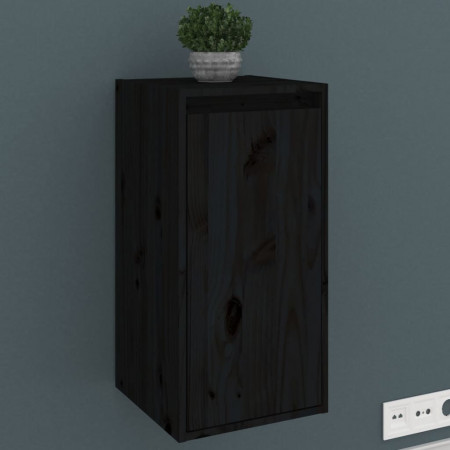 Dulap de perete, negru, 30x30x60 cm, lemn masiv de pin