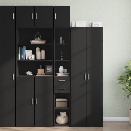 Dulap depozitare slim negru 30x42,5x225 cm lemn prelucrat