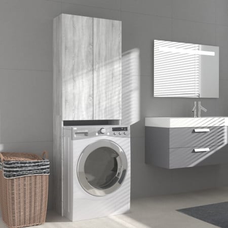Dulap mașină de spălat, gri sonoma, 64x25,5x190 cm