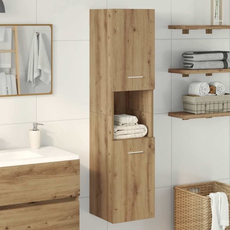 Dulap suspendat de baie, stejar artizanal, 30x30x130 cm, lemn