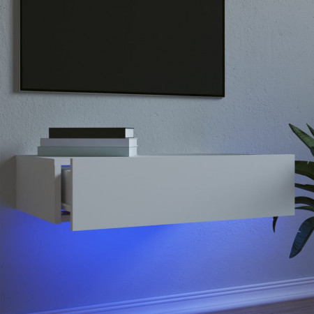 Dulap TV cu lumini LED, alb, 60x35x15,5 cm