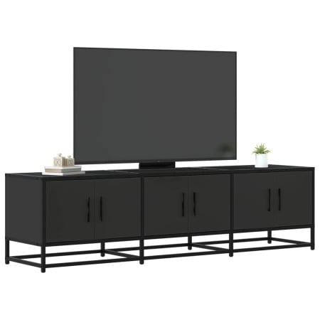 Dulap TV, negru, 150x35x41 cm, lemn prelucrat și metal - Img 1