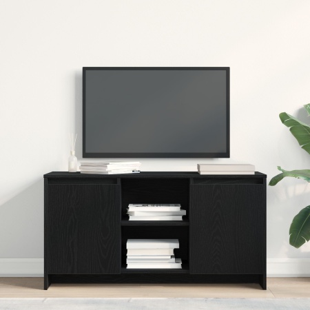 Dulap TV Negru, Stejar, 102x37,5x52,5 cm, Lemn prelucrat