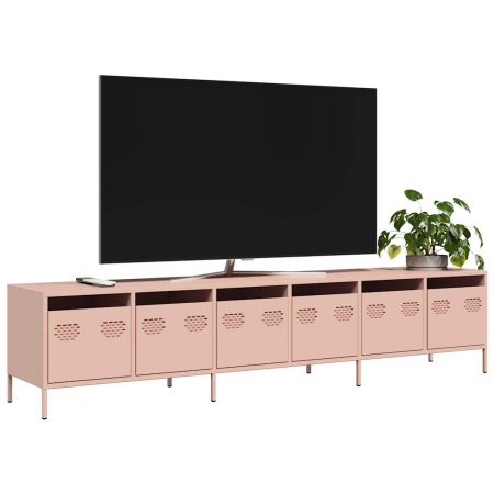 Dulap TV, roz, 202x39x43,5 cm, oțel laminat la rece