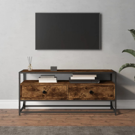 Dulap TV, stejar afumat, 100x35x45 cm, lemn prelucrat - Img 1