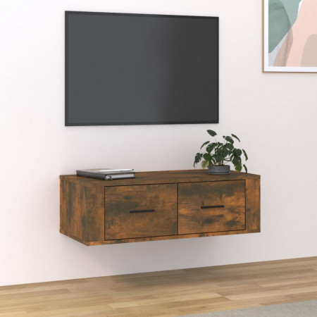 Dulap TV suspendat, stejar fumuriu, 80x36x25 cm, lemn compozit