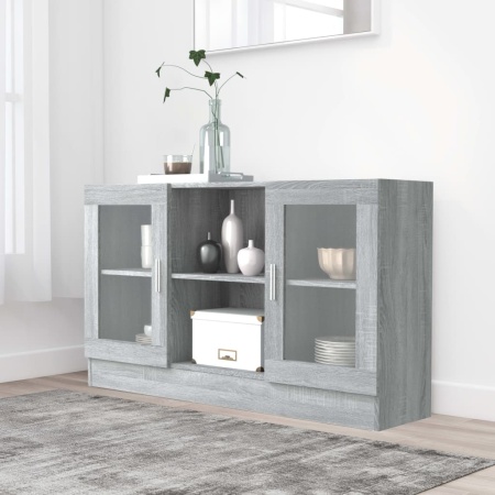 Dulap vitrină, gri sonoma, 120x30,5x70 cm, lemn prelucrat
