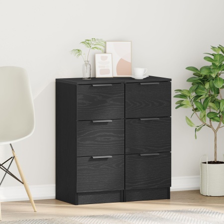 Dulapuri 2 buc Negru Stejar 30x30x70 cm Lemn prelucrat