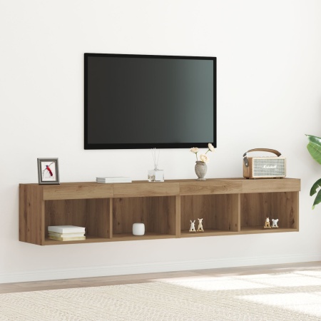 Dulapuri TV cu lumini LED 2 buc Artisan Stejar 80x30x30 cm