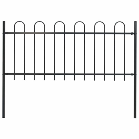 Gard de grădină cu vârf curbat, negru, 1,8 m, oțel