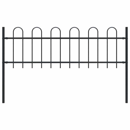 Gard de grădină cu vârf curbat, negru, 1,8 m, oțel