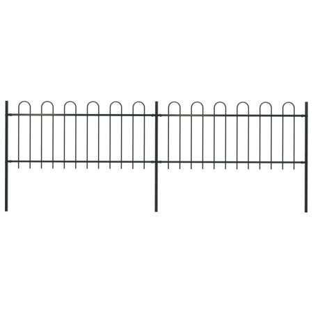 Gard de grădină cu vârf curbat, negru, 3,4 m, oțel