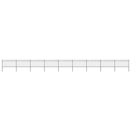 Gard de grădină cu vârf suliță, negru, 15,3 m, oțel