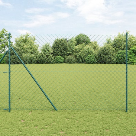 Gard din plasă de lanț Set de 2 Verde Oțel zincat 1.5 x 25 m