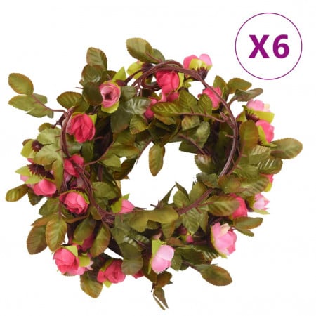 Ghirlande de flori artificiale, 6 buc., roze, 215 cm