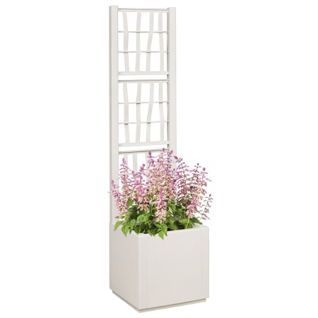 Ghiveci de grădină cu treliss Alb 36x36x140 cm PP