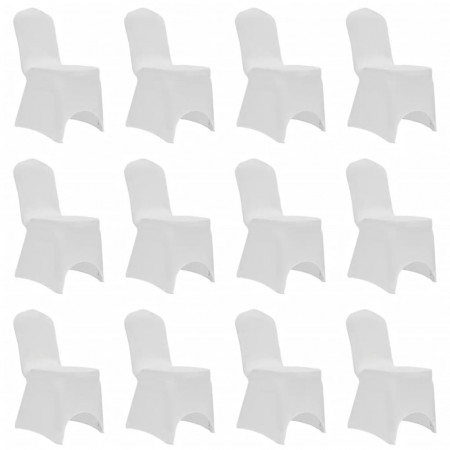 Huse elastice pentru scaun, 12 buc., alb - Img 1