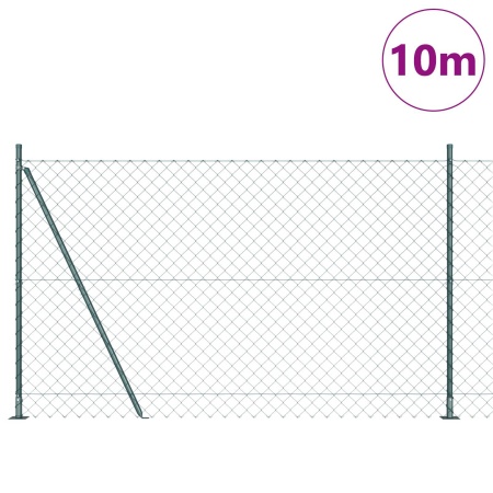 Împrejmuire din plasă de lanț cu 7 stâlpi flanșați 1.5x10 m Oțel galvanizat