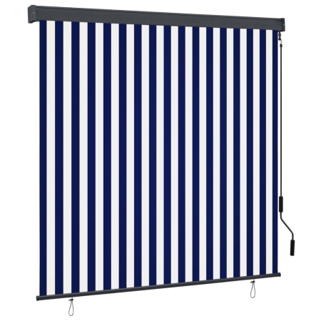 Jaluzea tip rulou de exterior, albastru și alb, 170 x 250 cm