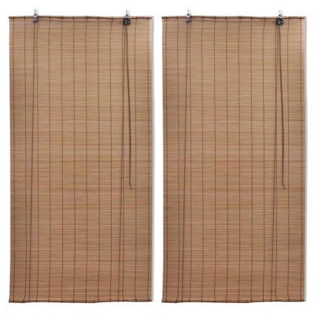 Jaluzele din bambus tip rulou, 2 buc., maro, 80 x 160 cm