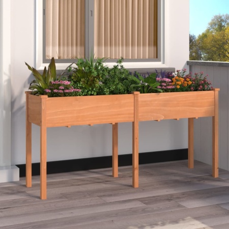 Jardinieră cu căptușeală, maro, 161x45x76 cm, lemn masiv brad
