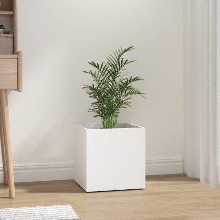 Jardinieră cutie, alb, 40x40x40 cm, lemn prelucrat - Img 1