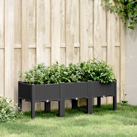 Jardinieră de grădină cu picioare, negru, 120x40x42 cm, PP