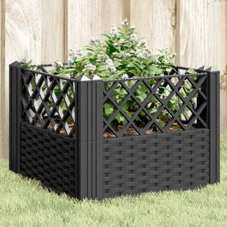Jardinieră de grădină cu spalier, negru, 43,5x43,5x43,5 cm, PP