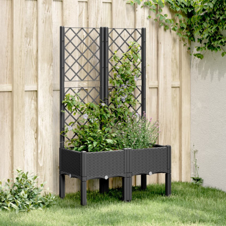 Jardinieră de grădină cu spalier, negru, 80x40x142 cm, PP