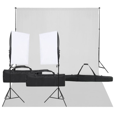 Kit studio foto cu set de lumină și fundal