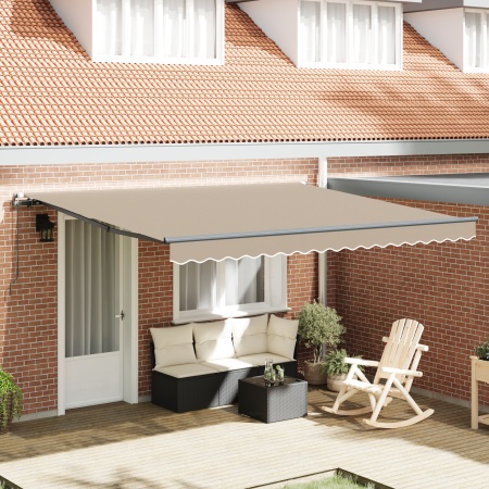 Marchiză manuală retractabilă Bej 400x300 cm, Material pentru marchiză pentru cadru de 4x3 m Bej
