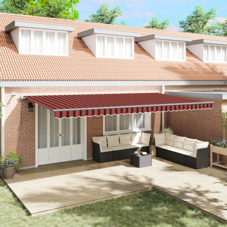 Marchiză Retractabilă Automată cu LED Portocalie și Maro 600x300 cm