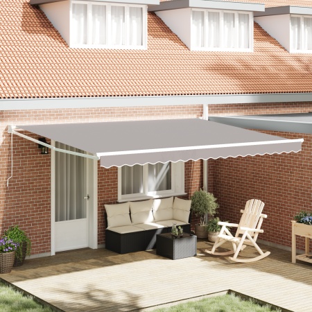 Marchiză Retractabilă Manuală Gri 450x300 cm, Fabrica de înlocuire a marchizei pentru cadru 4,5x3 m Gri deschis