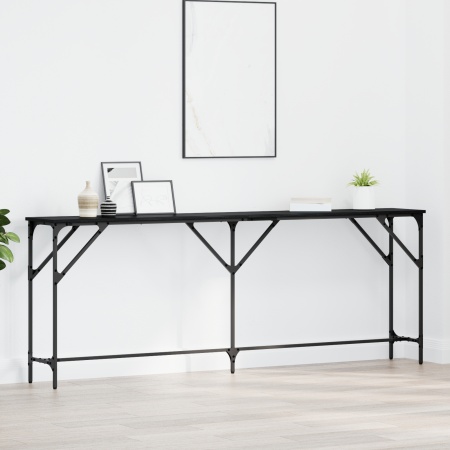 Masă Consolă Negru Stejar 200x29x75 cm Lemn Prelucrat