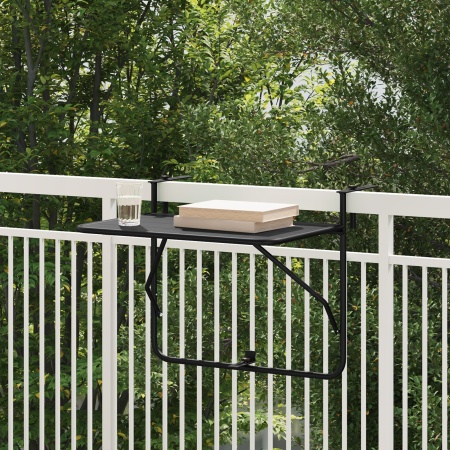 Masă de balcon pliabilă Neagră 60x40 cm din Oțel