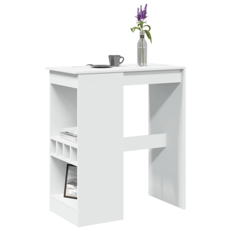Masă de bar cu raft, alb, 90x47,5x103,5 cm, lemn prelucrat