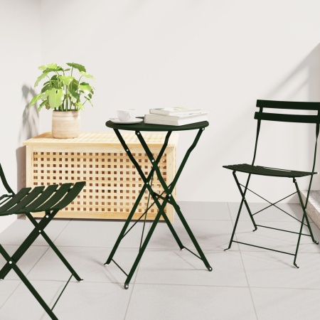 Masă de Bistro Pliabilă Verde Închis Ø50x71 cm Oțel Vopsit