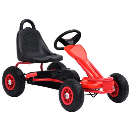 Mașinuță kart cu pedale și roți pneumatice, roșu - Img 1