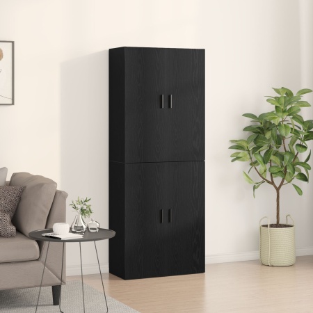 Mobilier 2 piese Stejar Negru 69,5x34x180 cm Lemn prelucrat