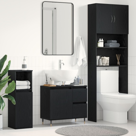 Mobilier Chiuvetă Baie Negru Stejar 65x33x60 cm Lemn prelucrat