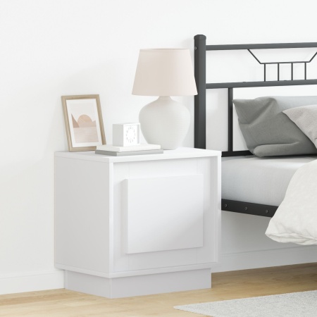 Noptieră cu lumini LED 2 buc Alb 44x34,5x45 cm