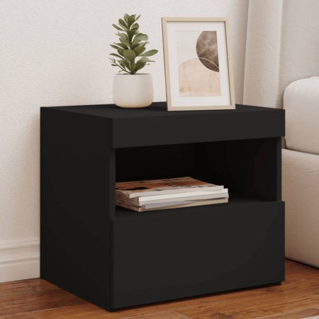 Noptieră cu lumini LED, negru, 50x40x45 cm