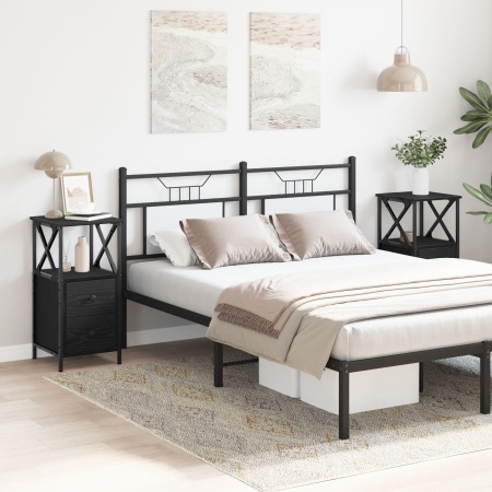 noptiera , set de 2, negru, stejar, 34x35,5x70 cm, din lemn tratat