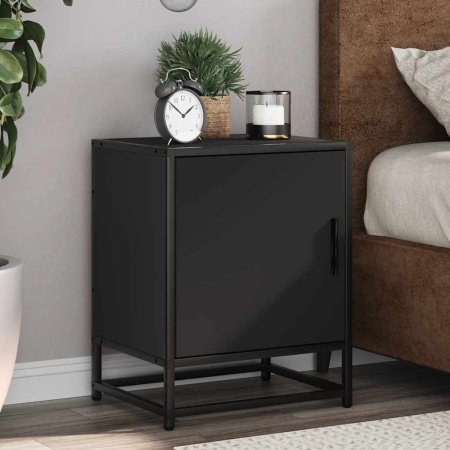 Noptiere 2 buc Negru 40x31x50 cm Lemn și metal prelucrat